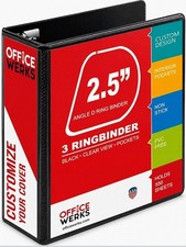 3 Ring Binder, 2.5" Pro Angle D-Rings, Presentation Folder For Standard Pages