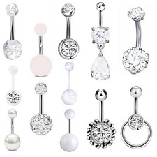 12pcs/set Crystal Belly Button Ring Fashion Woman Navel Body Piercing Jewelry