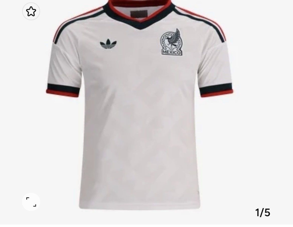 adidas Mexico Soccer Jersey with Crest - White Red Black 6 xl