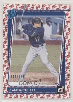 2021 Panini Donruss Rated Rookies One Hundred /100 Evan White #60 Rookie RC 0m4q