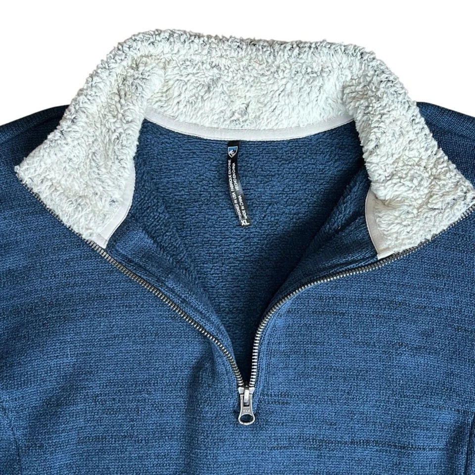 Top Pullover Kuhl Para Mujer Talla XL Azul Cuarto 1/4 Cremallera Alska Borde de Piel de Oveja Foto 4 de 4