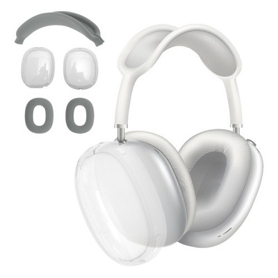 Airpod Max Hülle 3 in 1, Ohrpolster, TPU-Schutz, Kopfband, Grau