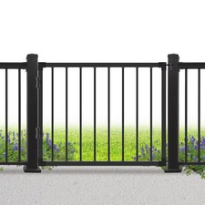 32in Deck Fence Gate Steel Adjustable Outdoor Black