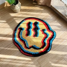 Trippy Smile Rug Smily Face Handmade Carpet Tufted Smile Gift for Friend for ...