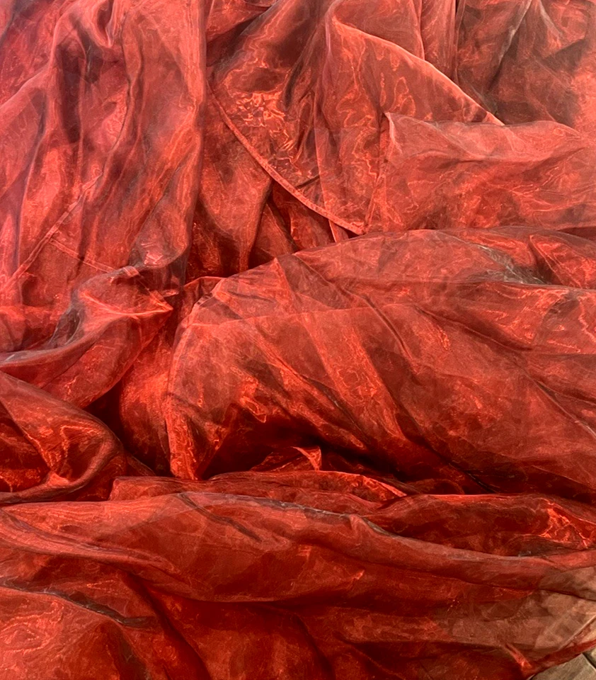 Tela Transparente Borgoña Organza Dos Paneles Cosidos en 3x6,5 yardas Teatro de una pieza Foto 2 de 4