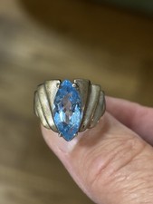 Vintage Sterling Silver 925 Blue Topaz Marquise Ring sz 6 Tested Gemstone 6 gms