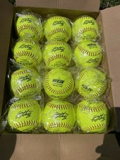 New 1 Dozen Dudley NFHS Thunder Heat Leather Wt 12 Yellow Fast Pitch Softball