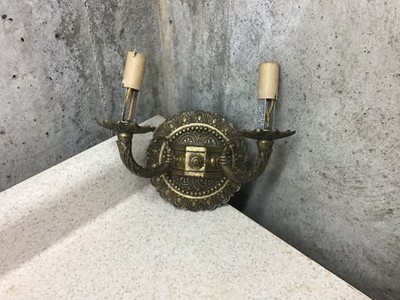 Vintage Two Light Antiqued Solid Brass Wall Sconce ~Made in Spain~SEE PICTURES
