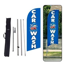 Car Wash Blue windless Feather Flag 6FT Advertising banner with Complete...