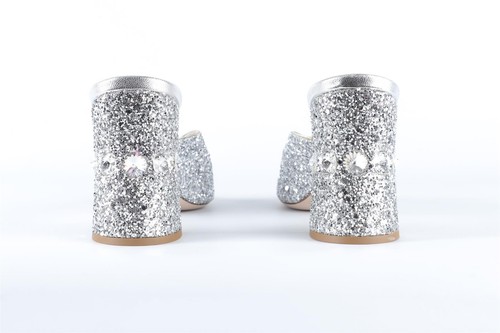 MIU MIU SILVER GLITTER MULES EU 37 UK 4 US 7 - Imagen 5 de 6