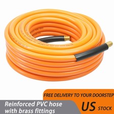 3/8 inch &times; 50 feet PVC high-quality reinforced air hose, with brass fittings