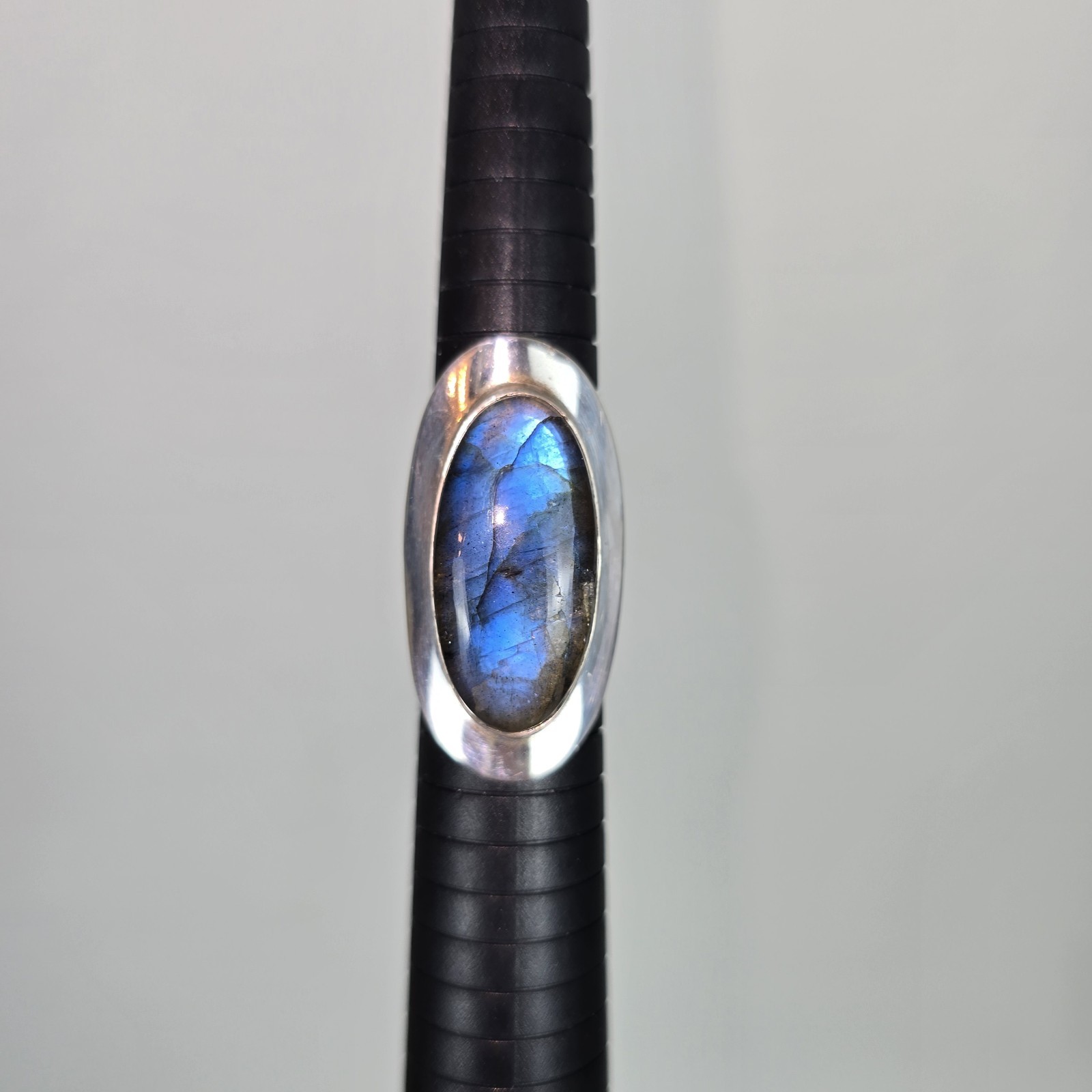 Large Labradorite Blue Gemstone Ring Handmade 925… - image 2