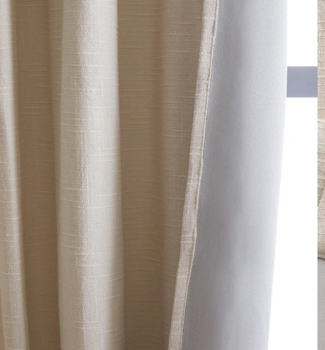 Quince Cotton Slub Curtains Natural Cotton Blackout Set Of 2 New 48x108 Open Box - Picture 3 of 7