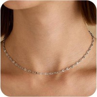 Kette Silber 18K WeißGold DüNne Halskette Ohne AnhäNger Damen Schmuck Geschenk
