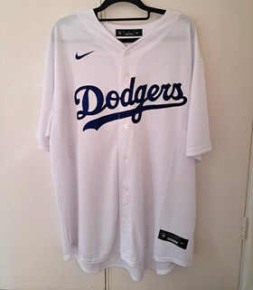 Nike Los Angeles Dodgers MLB Button Front Baseball Jersey White/Blue XL