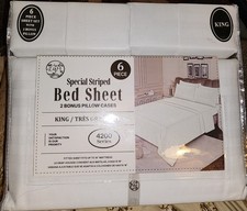  NEW 4200 Series 6 Piece KING SIZE White SHEE...