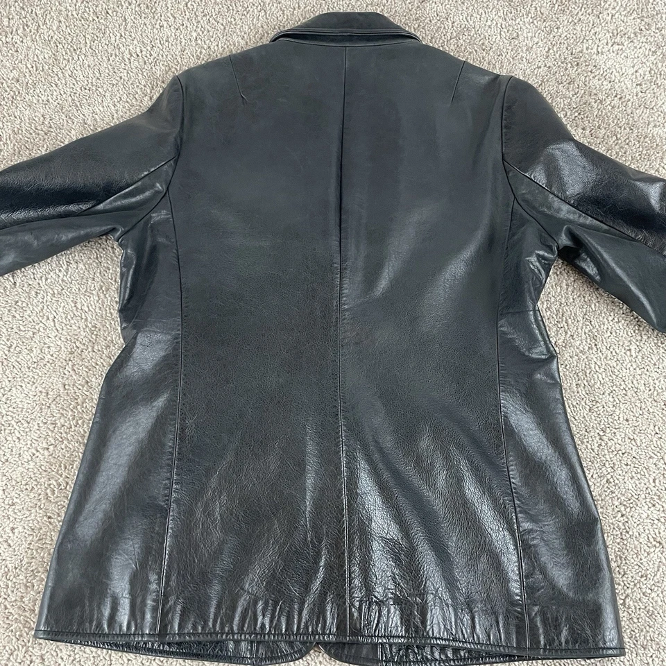 Vintage Gap Leather Blazer Jacket Women's Medium Black Y2K Grunge Retro Sleek R1 - Image 3 of 4