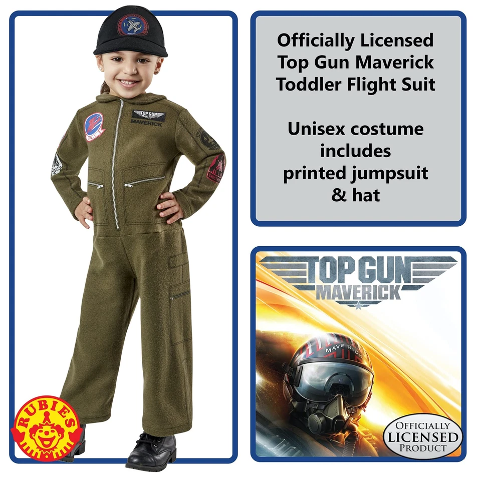 Baby Toddler Top Gun Maverick Fleece Costume Jumpsuit Cap Kids Movie Dress - Image 4 of 4