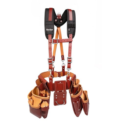 #ad #ad Leather Tool Belt with Suspenders 20 Pocket Framing Rig for Framer amp; Carpenters $186.99
