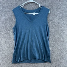 Max Studio Women's Tank Blouse Size Medium Blue Sleeveless V-Neck Pullover