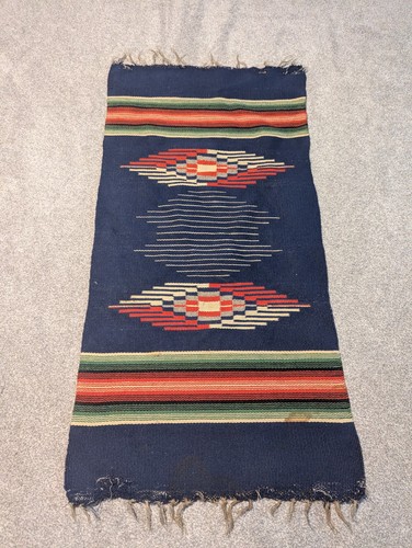 Vintage Chimayo Table Runner Wool Diamond Early 1900s 20s 30s Wall Hanging 