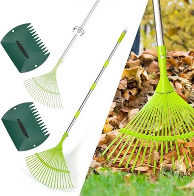 Großer Metall 16''/22 Zähne verstellbar Garten Laurechen mit 2 Schaufeln und Handschuhen
