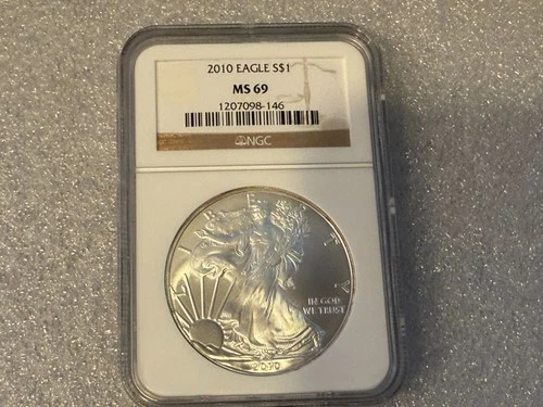 2010 S$1 American Silver Eagle NGC MS69 Brown Label
