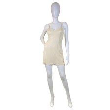 1970s Vintage Kayser Ivory Lace Slip  Mini Slip Lingerie Dress