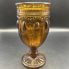 Rare Vintage Indiana Glass Amber Color Iced Tea/ Footed Drinking Glass 6.5” OB
