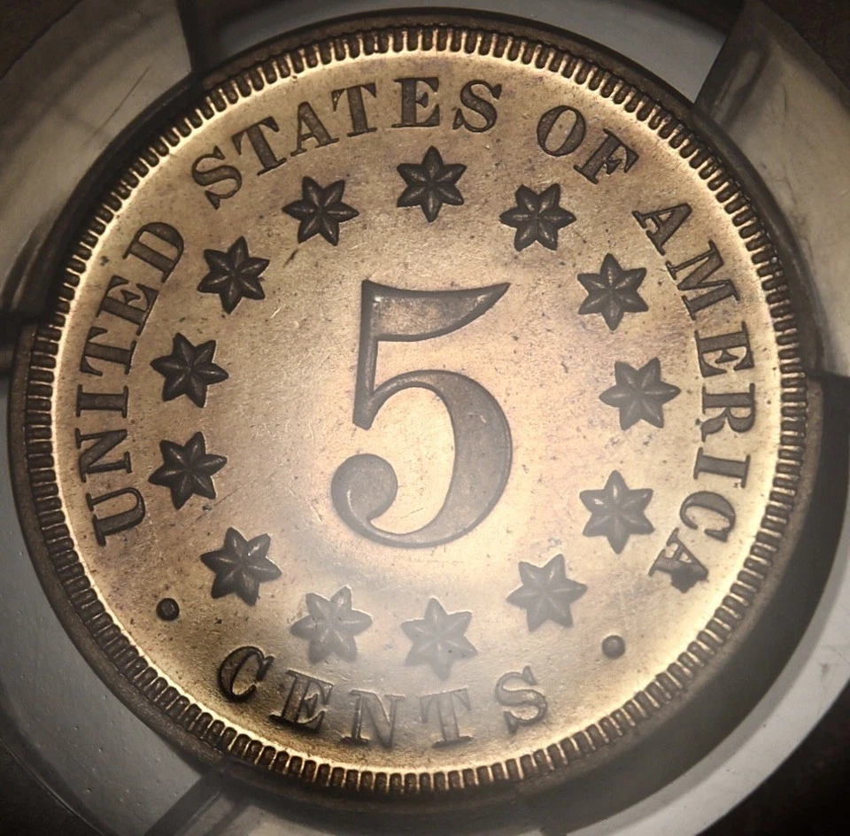 Escudo a prueba de rayos de níquel 1867, graduación profesional PR64 CAC, monedas raras DavidKahn súper dulces Foto 3 de 4