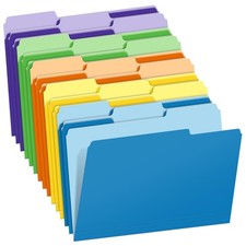 Two-Tone Color File Folders, 15 Pack Letter Size Folders with 5 Assorted Colo...