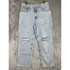 Good American Good 90s Relaxed Straight Leg Distressed Jeans Light Wash 12/31