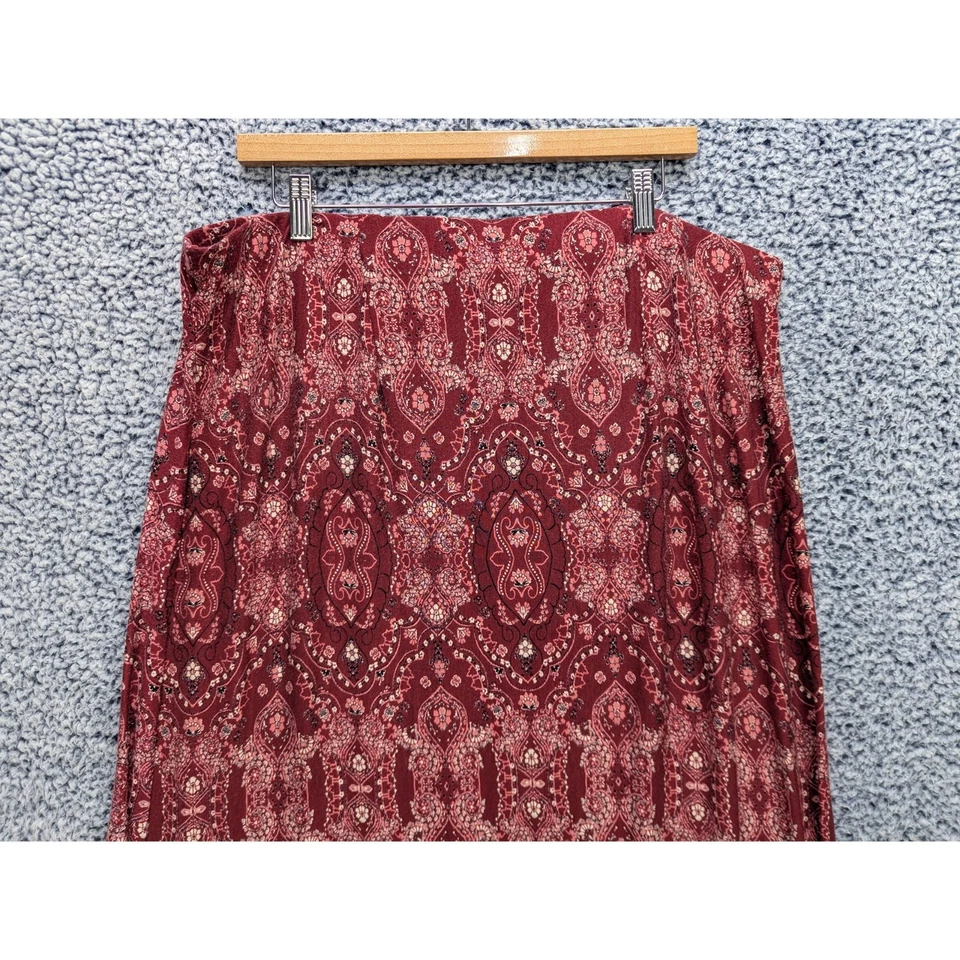 Style & Co. Saia Maxi Paisley Boho Tamanho XXL Puxar Cintura Elástica Vermelho Ocidental - Imagem 3 de 4