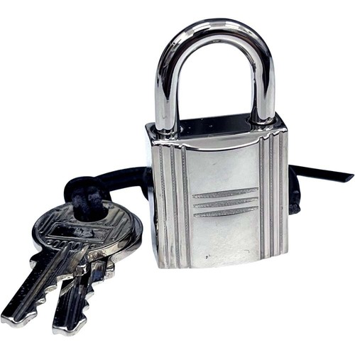 Authentisches HERMES Set Vorhängeschloss & 2 Schlüssel Kadena Zahl zufällig Silber Charm - Bild 2 von 8