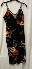 J for Justify Juniors Black Sleeveless Floral Adjustable Strap Dress - SZ M