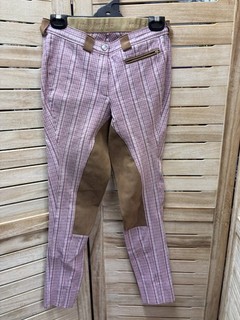 Lynda J Ladies Jodphurs Riding Pink Check Sticky Bum Size 12