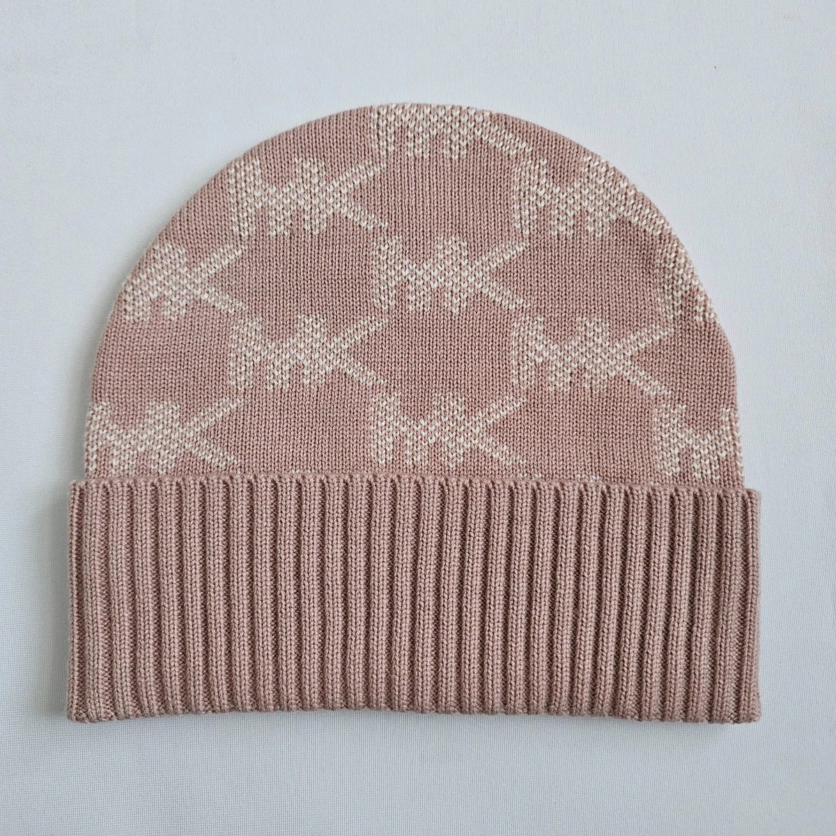 NEW Michael Kors Pink White‎ MK Logo Monogram Ribbed Knit Beanie Winter Hat Michael Kors Pink Beanie Hats for Women for sale | eBay main image 2