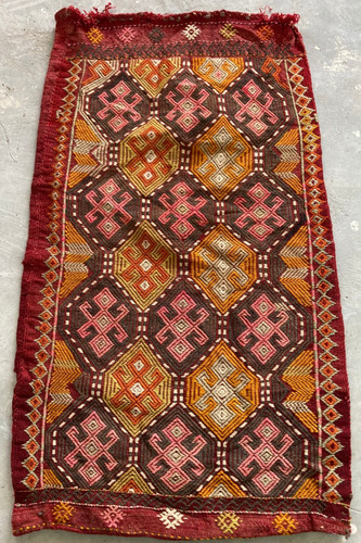 Vintage Traditional Lovely Turkish Handcrafted Kilim Rug for Home Décor 88x51 cm