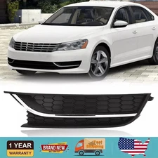 Driver Side For  2012-2015 VW Passat Front Bumper Fog Light Cover w/ Chrome Trim