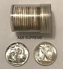 ROLL (20) 1941 D WALKING LIBERTY HALF DOLLAR “STUNNING GEMS” BU UNC. 90% SILVER