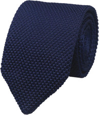Knit Ties for Men Woven Silk Midnight Navy Blue Skinny Tie Texture Slim Plain...