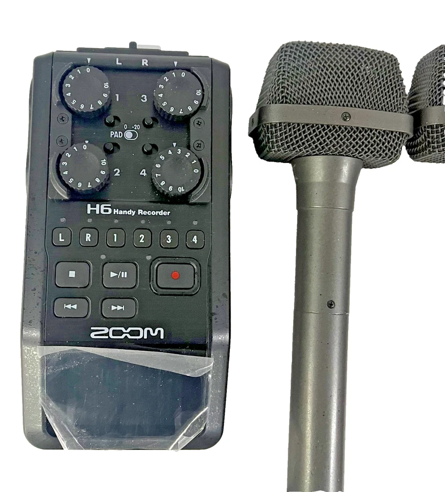 Large Mic & Accessories Lot: Audio Tech/Zoom EXH-6, MSH-6, H-6 with Cords & Case - Image 4 of 4