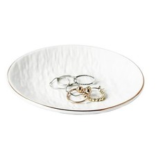 Ceramic Dishes Jewelry Tray Ring Dish, Ring Holder for Jewelry Key Tray White