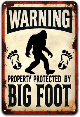 Warning Property Protected By Big Foot Retro Tin Metal Signs Home Décor Bigfoot