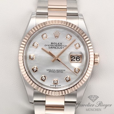 Rolex Datejust 36 126231 2020 Stahl Rosegold 750 Perlmutt Diamanten Automatik