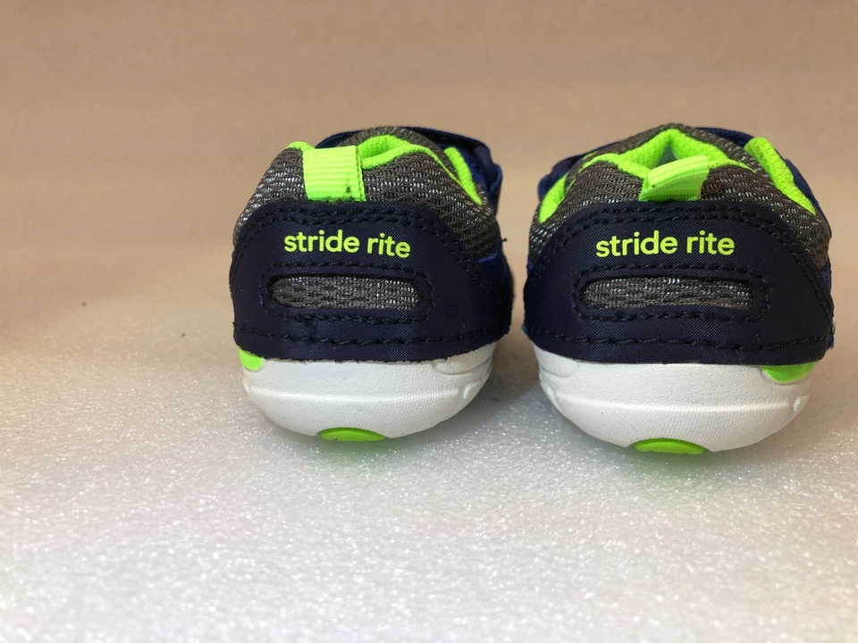 Stride Rite Zapatillas Niño Talla 4.5 W Niños Pequeños Gris Azul Lima Grip Cierre Foto 4 de 4
