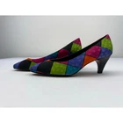 Vintage 90s Life Stride Color Block Stained Glass Heels Art To Wear Size 7 Union