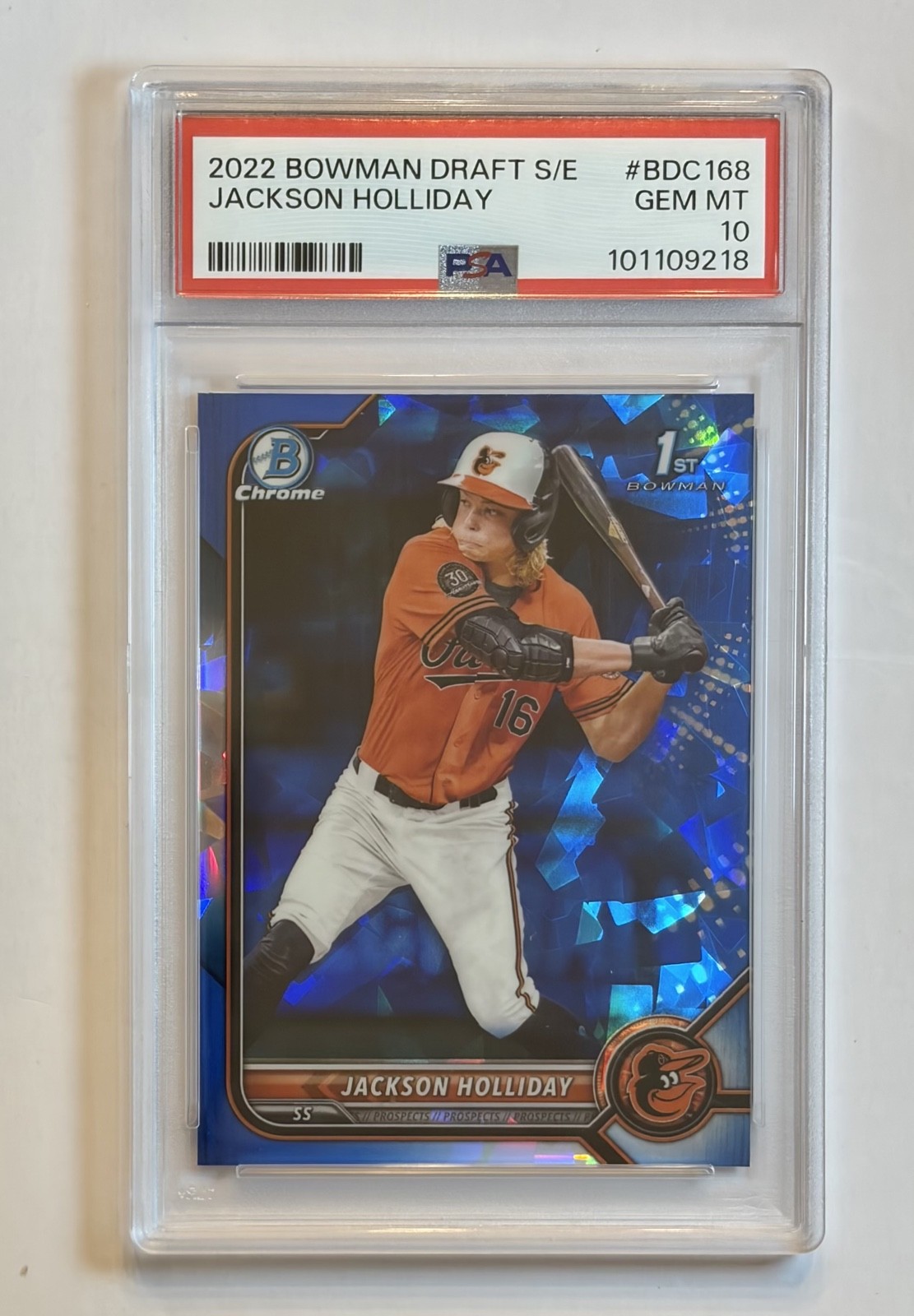 2022 Bowman Chrome Draft Sapphire Edition Jackson Holliday #BDC-168 (RC) PSA 10
