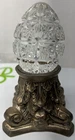 Vintage WATERFORD Crystal 2001 Annual Egg Paperweight on Brass Stand