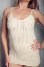 Charlotte Russe Y2K Ribbed Heavyweight Long Cami Camisole Medium Ivory